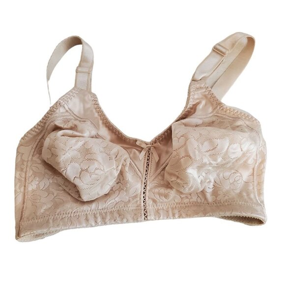Bali Bra 34DD‎ Wireless Adjustable straps Unpadded Beige Lace Lightweight - Picture 10 of 11